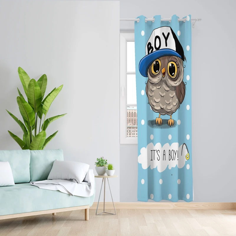  پرده مدل جغد پسرانه مخمل پانچی کد 1010 سایز 140x200 سانتی متر