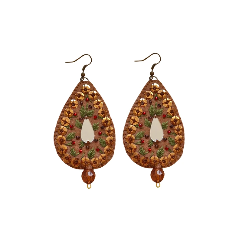 گوشواره زنانه مدل آینه دوزی و گلدوزی پری دخت