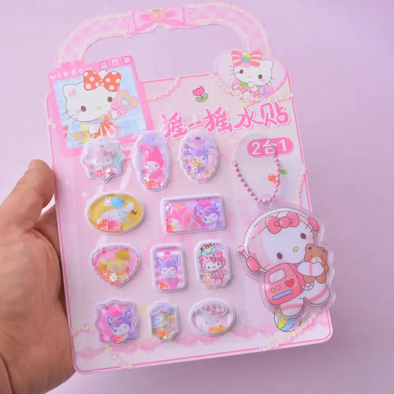 برچسب مدل آکواریومی طرح کیتی به همراه جاسوییچی بسته 12 عددی