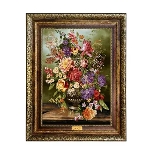 تابلو فرش ماشینی نقش نگار رضوی طرح گل کد 452KH