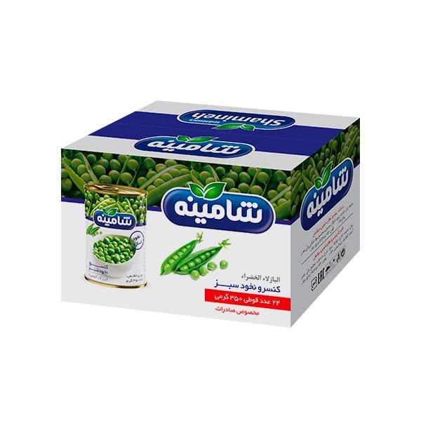 کنسرو نخود سبز شامینه - 350 گرم بسته 24 عددی