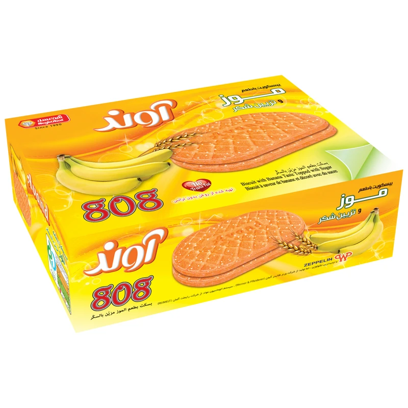 بیسکویت 808 با طعم موز و تزیین شکر آوند - 630 گرم