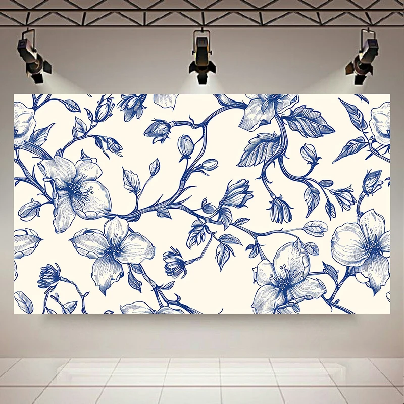 پوستر پارچه ای طرح مخمل انتزاعی گل مدل شاخه و برگ کد AR304046