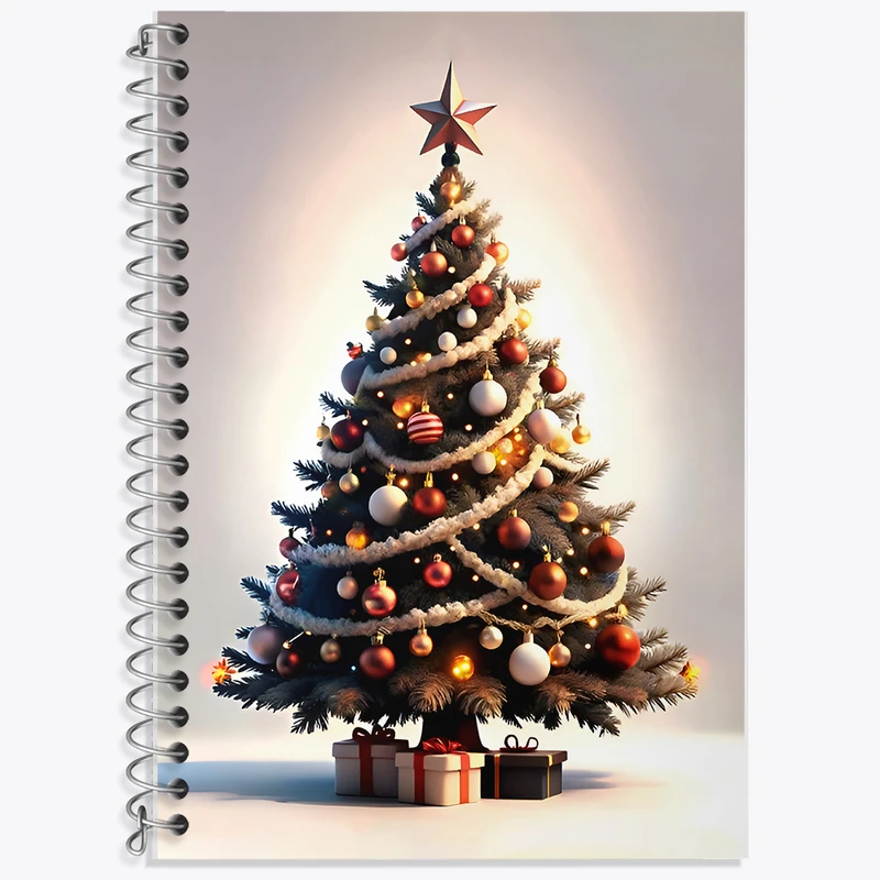 دفتر زبان 50 برگ خندالو مدل سه خط طرح درخت کریسمس کد F8042