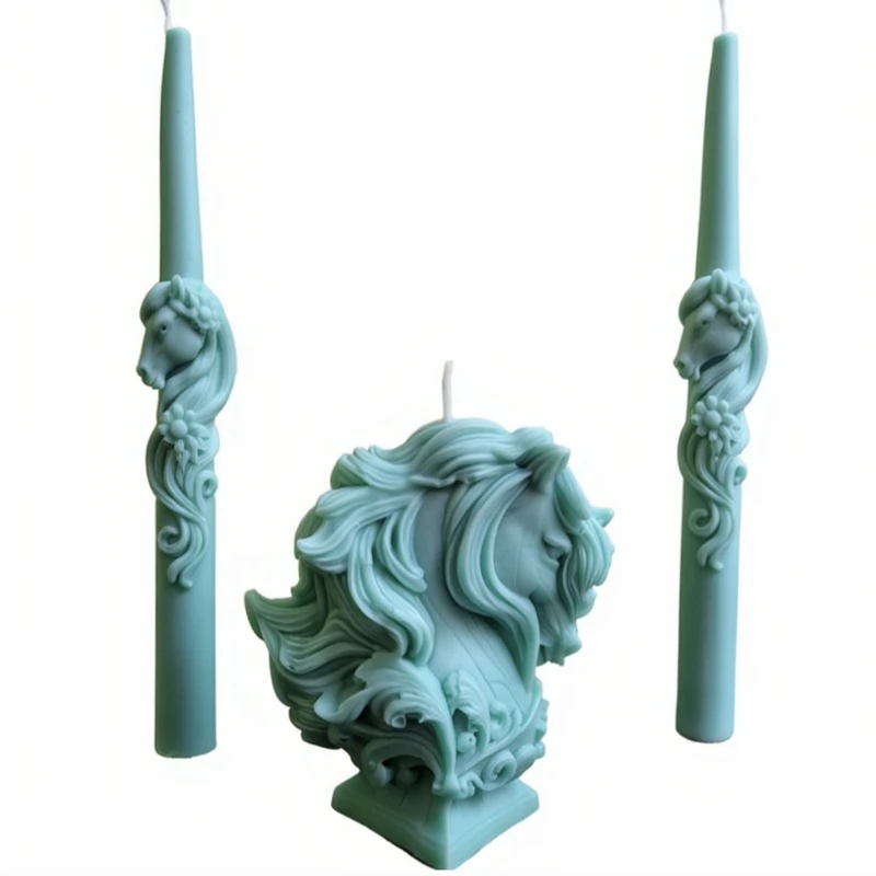 شمع دست‌ساز بدون‌بو مدل ست اسب آرجنتو و قلمی زمان اتمام 4 ساعت