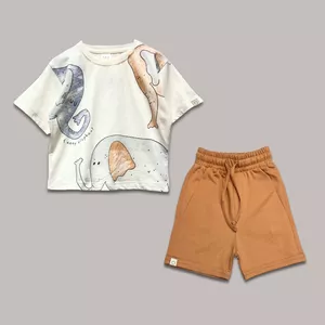 ست تی شرت و شلوارک بچگانه مدل فیلی فیلی 