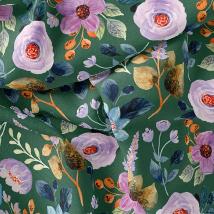 پارچه لباس مدل کرپ حریر طرح گل کد 9155i