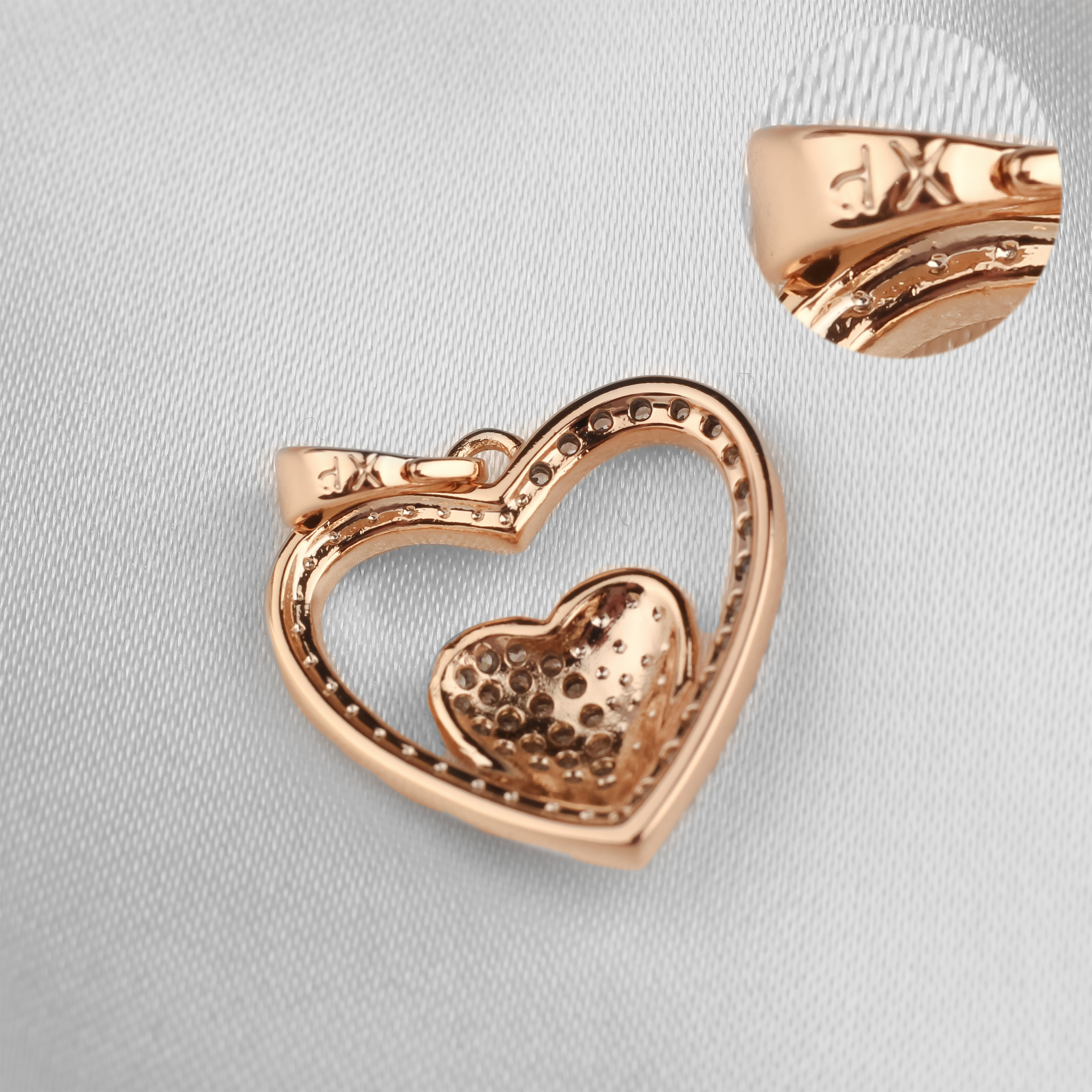 آویز گردنبند زنانه ژوپینگ مدل قلب تو در تو کد TP-324