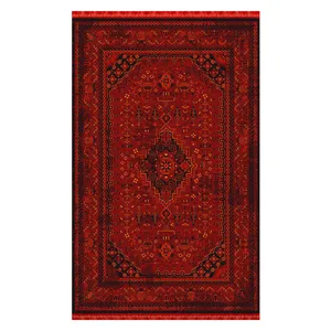 فرش ماشینی کرامتیان طرح بلوچی 4123A زمینه لاکی