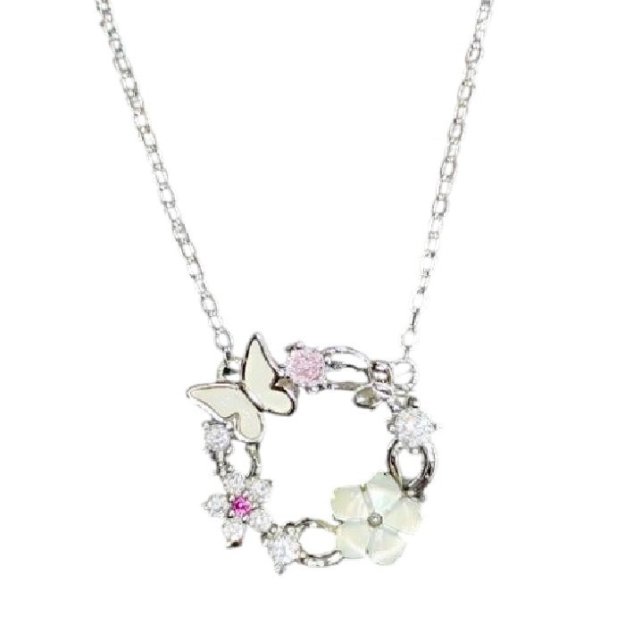 گردنبند نقره زنانه مدل فلاور سنگ برلیان کد 8855 گردنبند نقره زنانه مدل فلاور سنگ برلیان کد 8855