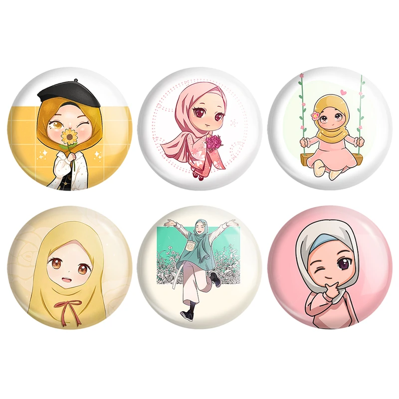 مگنت خندالو طرح دخترانه باحجاب کد 1666A مجموعه 6 عددی