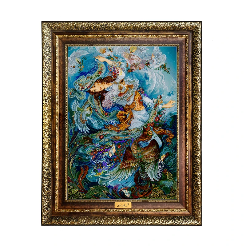 تابلو فرش ماشینی نقش نگار رضوی طرح مینیاتور کد 546H