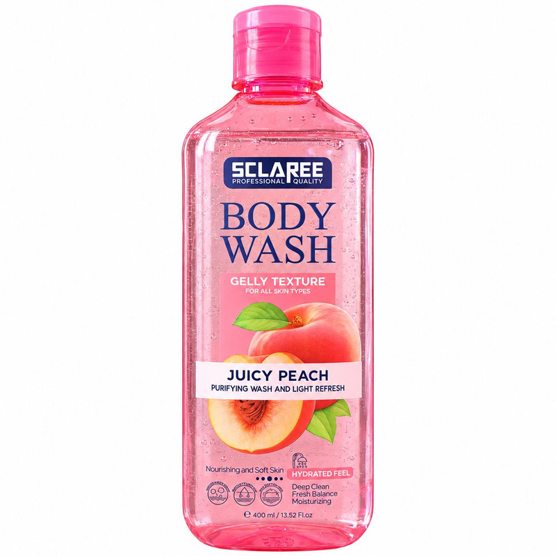 شامپو بدن ژلی اسکلاره مدل Juicy Peach با رایحه هلو مناسب انواع پوست حجم 400 میلی لیتر