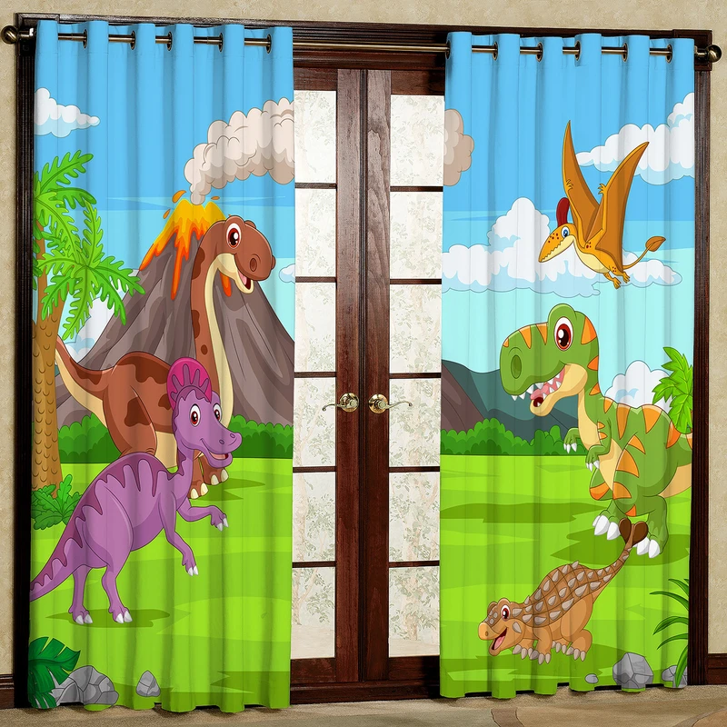 پرده مدل دایناسور مخمل پانچی کد 4150 سایز 200x140 سانتی متر