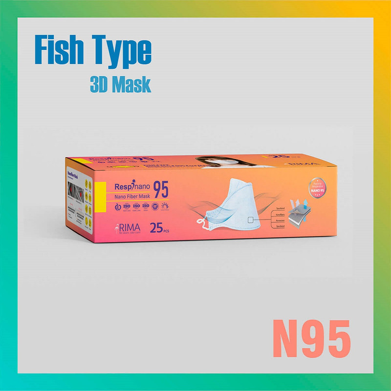 ماسک تنفسی ریما مدل سه بعدی نوجوان N99 نانو کد Silveri_MF99 بسته 25 عددی