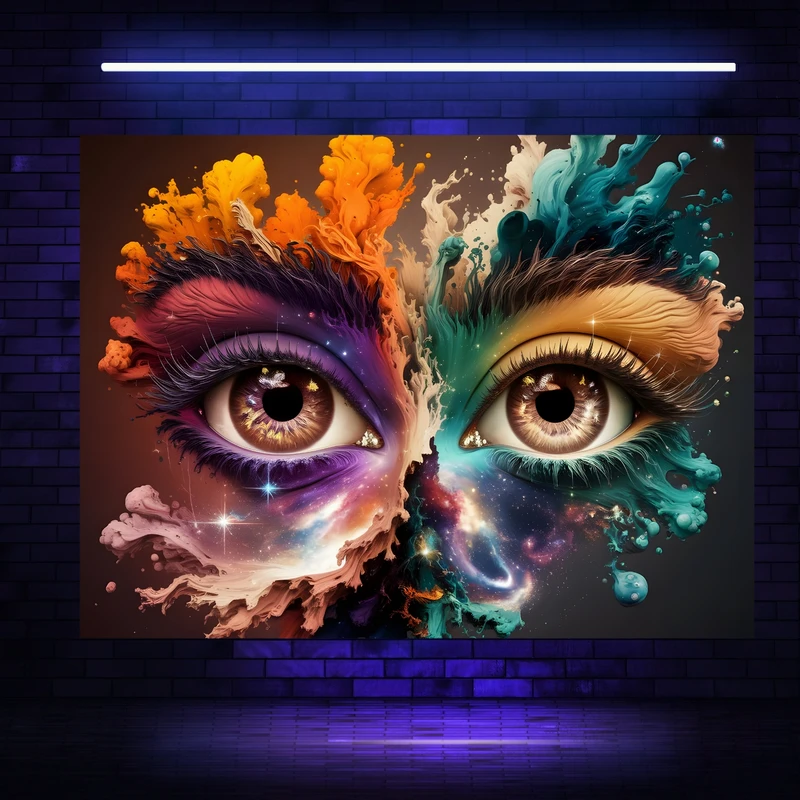 تابلو بوم مخمل بلک لایت طرح رنگ و چشم مدل دیپ کد BK23273