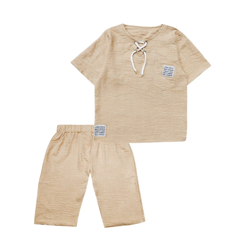 ست تی شرت آستین کوتاه و شلوارک پسرانه مدل بندک دار کد K