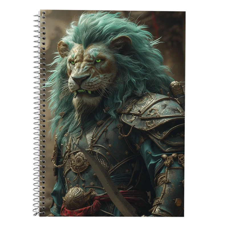 دفتر زبان 50 برگ مدوپد مدل سه خط طرح حیوانات جنگجو کد DF14941