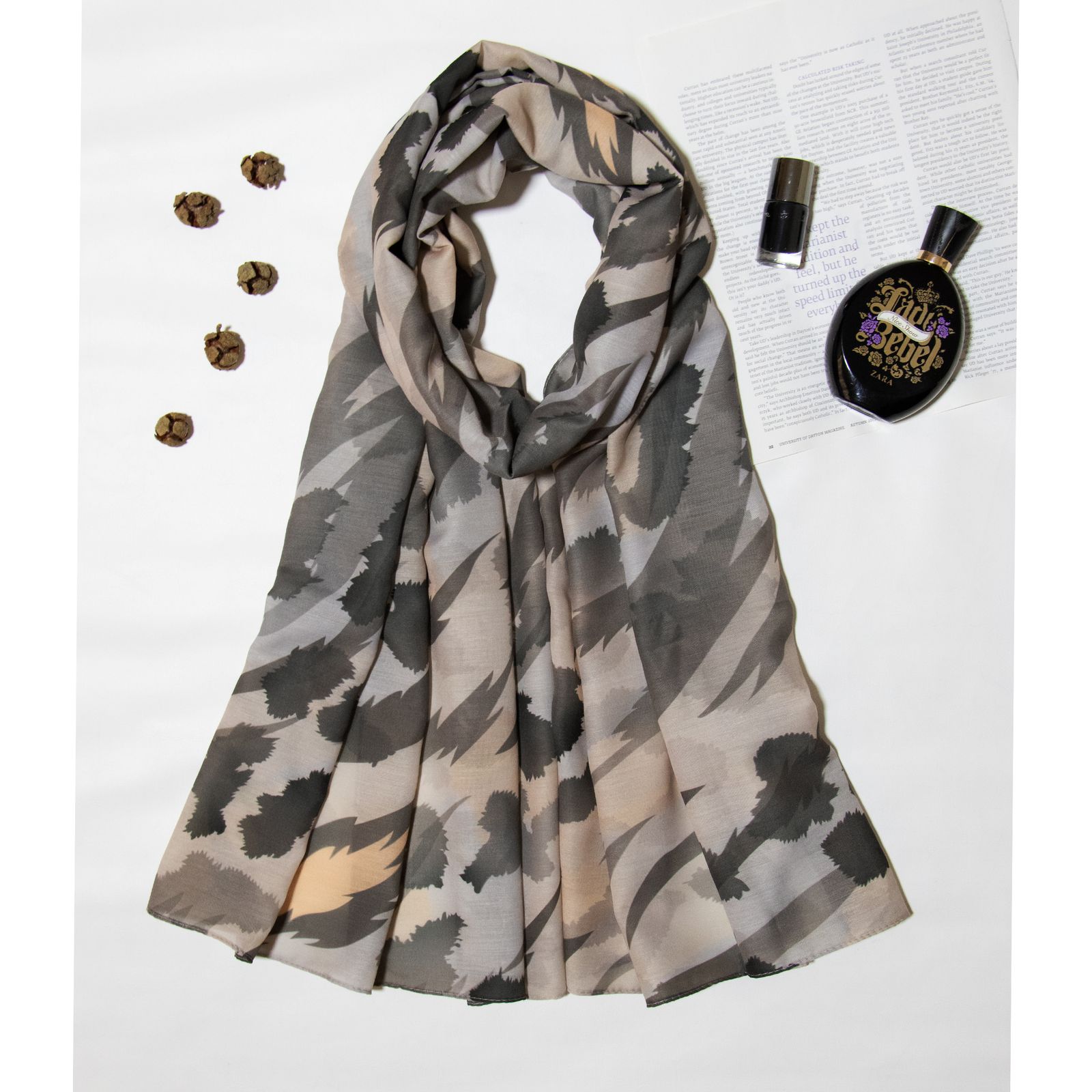 شال زنانه مدل نخ پنبه پاییزی طرح پلنگی کد ana-1417 - - 3