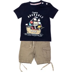 ست تی شرت و شلوارک پسرانه طرح کشتی کد 3340