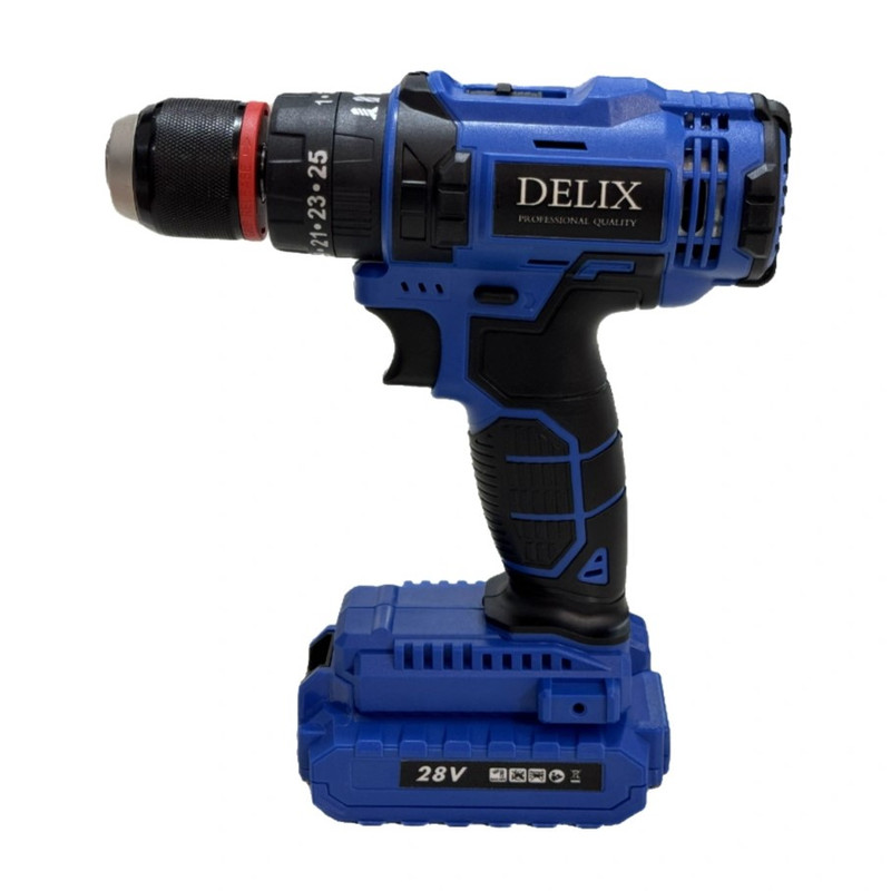 مجموعه 31 عددی دریل پیچ گوشتی شارژی چکشی دلیکس مدل 28V