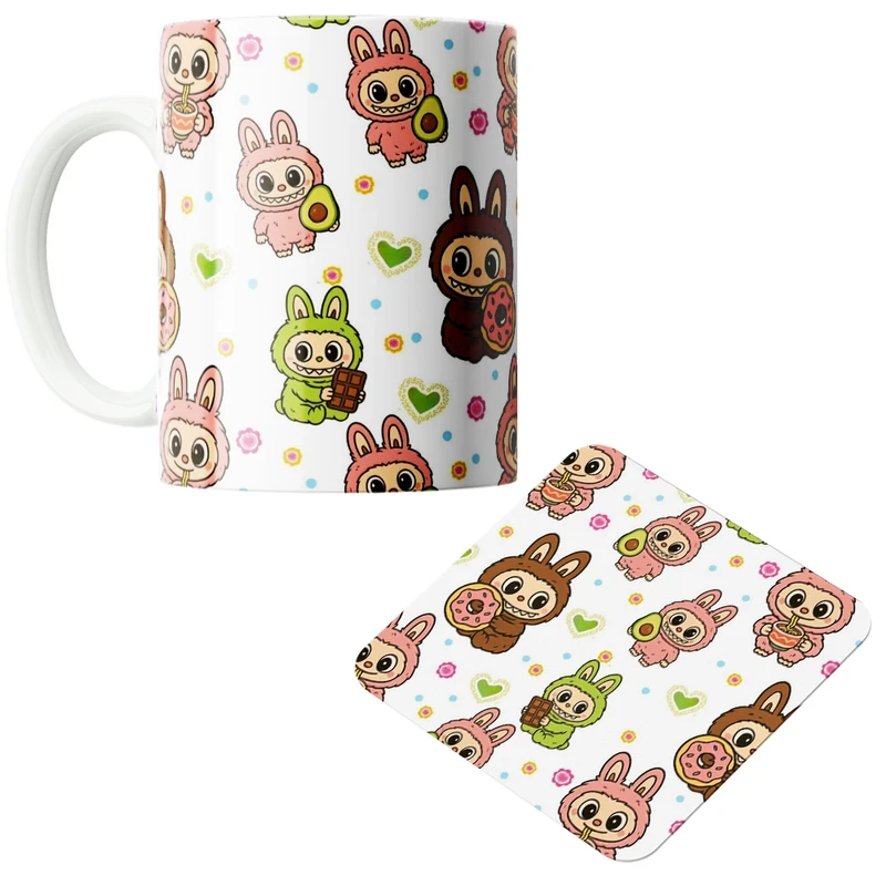 ماگ پاد آفرین مدل لبوبو کد z171 به همراه زیر لیوانی