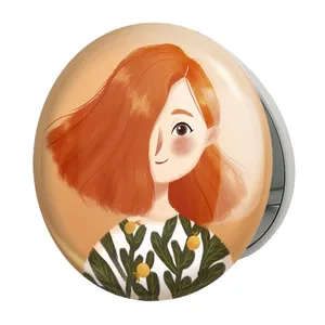 آینه جیبی خندالو طرح دخترونه مدل تاشو کد 5490 