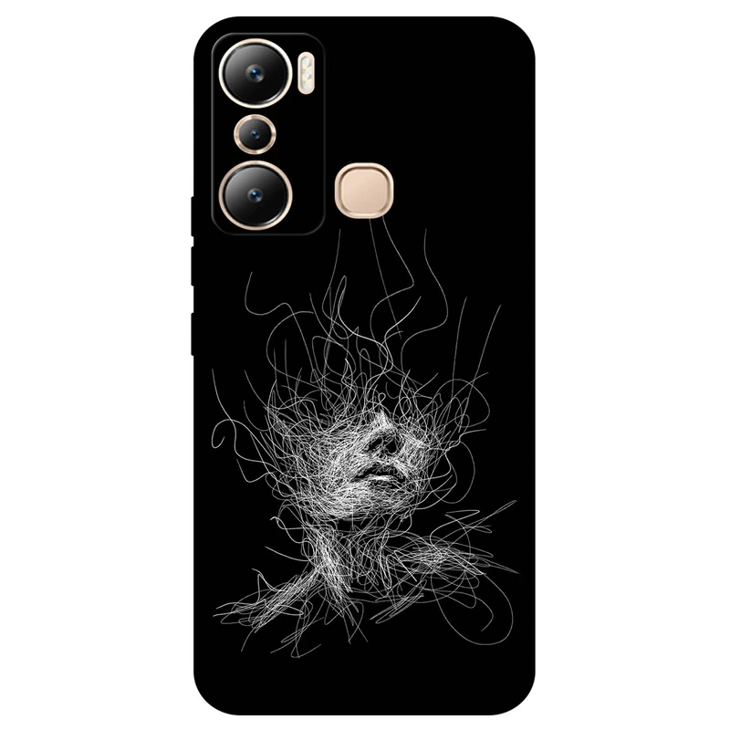 کاور مگافون طرح اسکچ صورت مدل 7423 مناسب برای گوشی موبایل اینفینیکس Hot 20i 