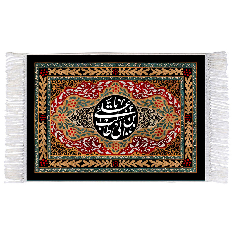 فرش ماشینی دیوارکوب اطلس آبی مدل علی بن ابی طالب کد T3840 