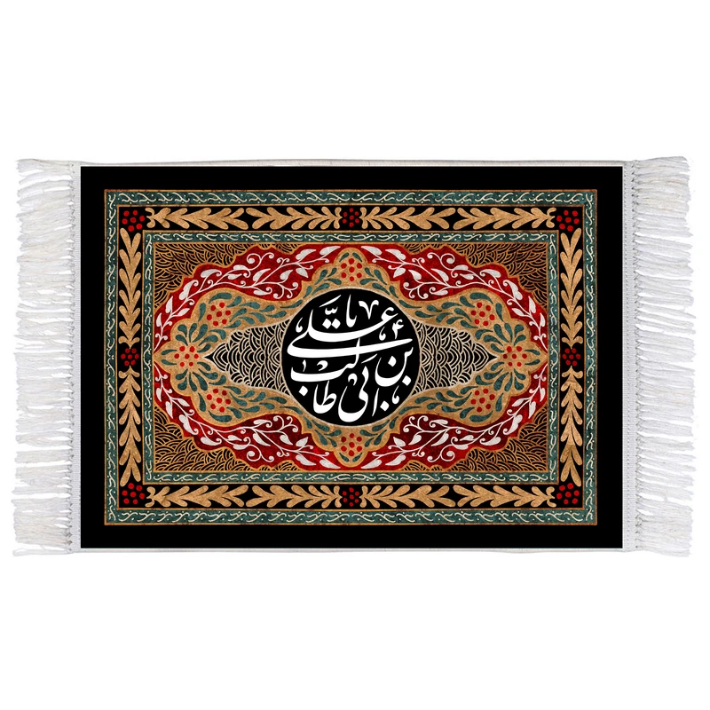 فرش ماشینی دیوارکوب اطلس آبی مدل علی بن ابی طالب کد T3840