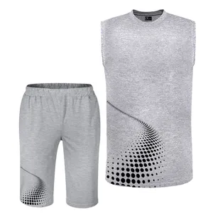 ست تاپ و شلوارک مردانه مدل انتزاعی کدV77رنگ طوسی