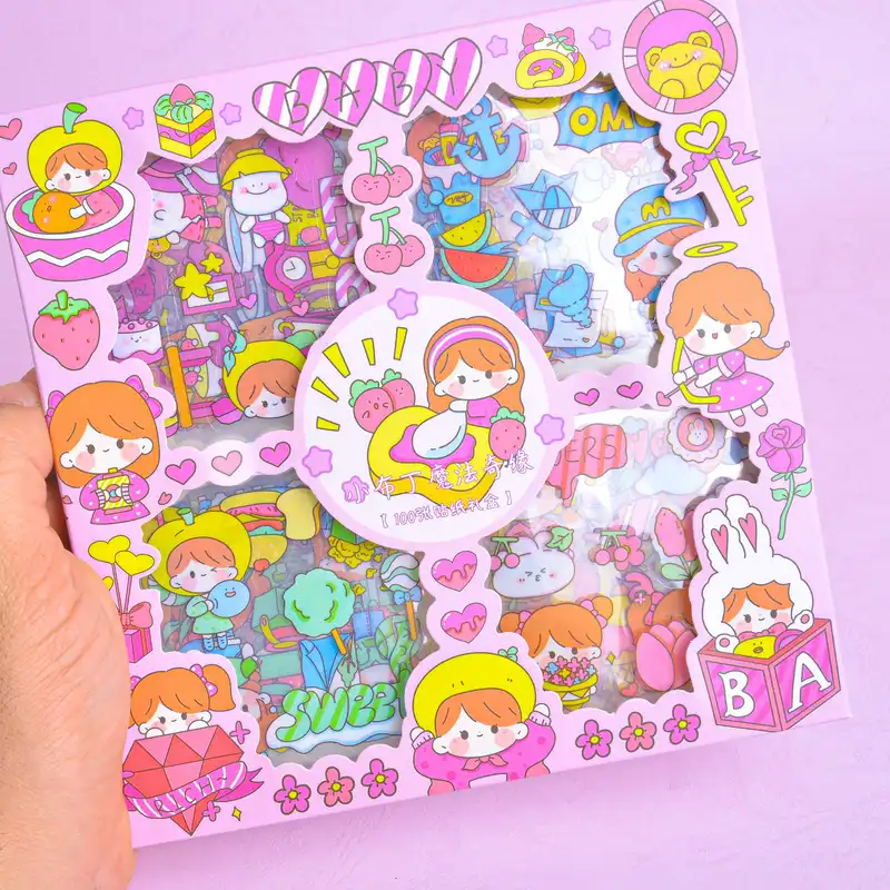 برچسب مدل برش خورده طرح فانتزی دختر بازیگوش بسته 100 عددی