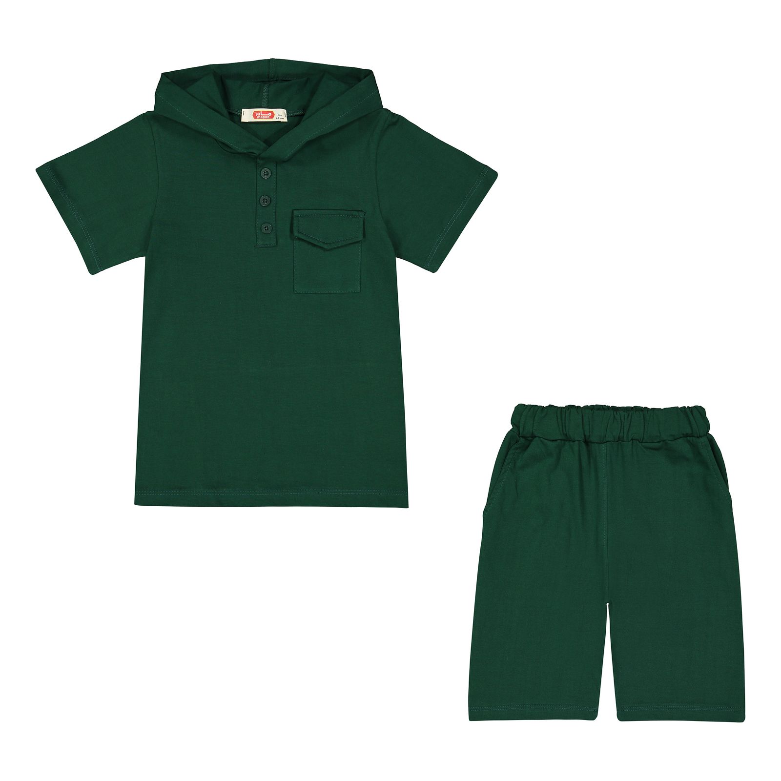 ست تی شرت کلاهدار و شلوارک پسرانه مادر مدل Taco - - 2