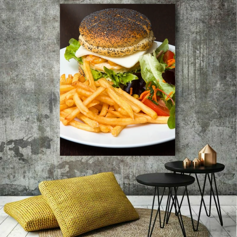  پوستر پارچه ای طرح غذا مدل فست فود کد GR485