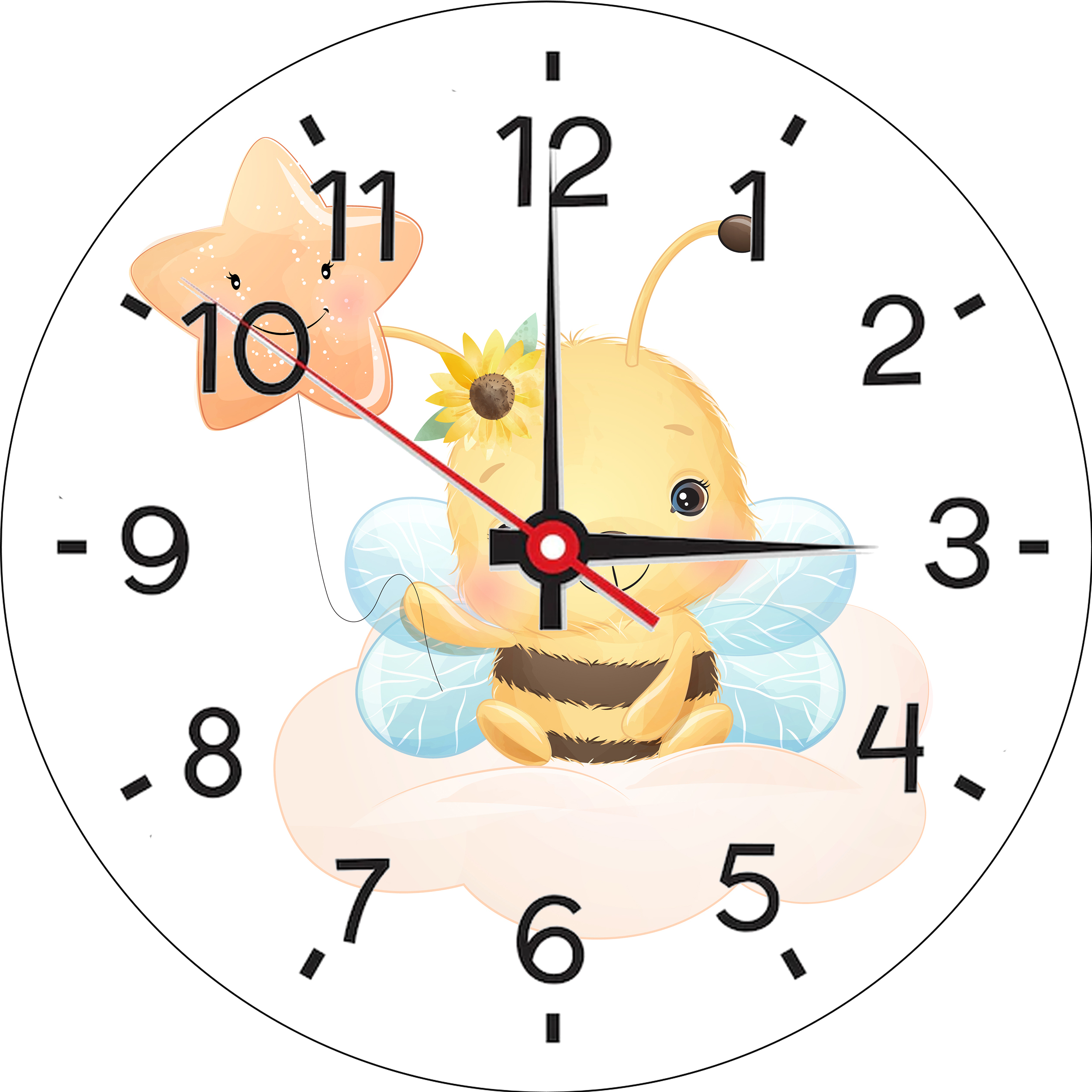 ساعت دیواری کودک مدل طرح فانتزی زنبور بامزه کد 201