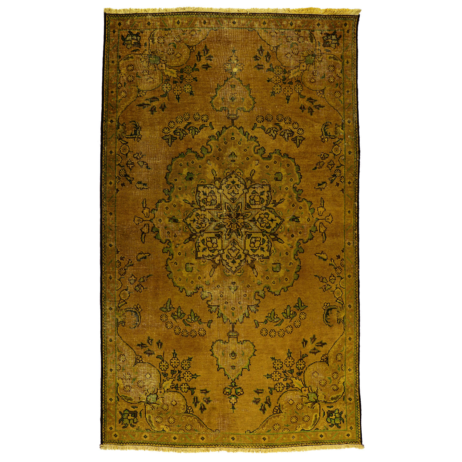 فرش دستبافت رنگ شده سه و نیم متری طرح وینتج کد 991236