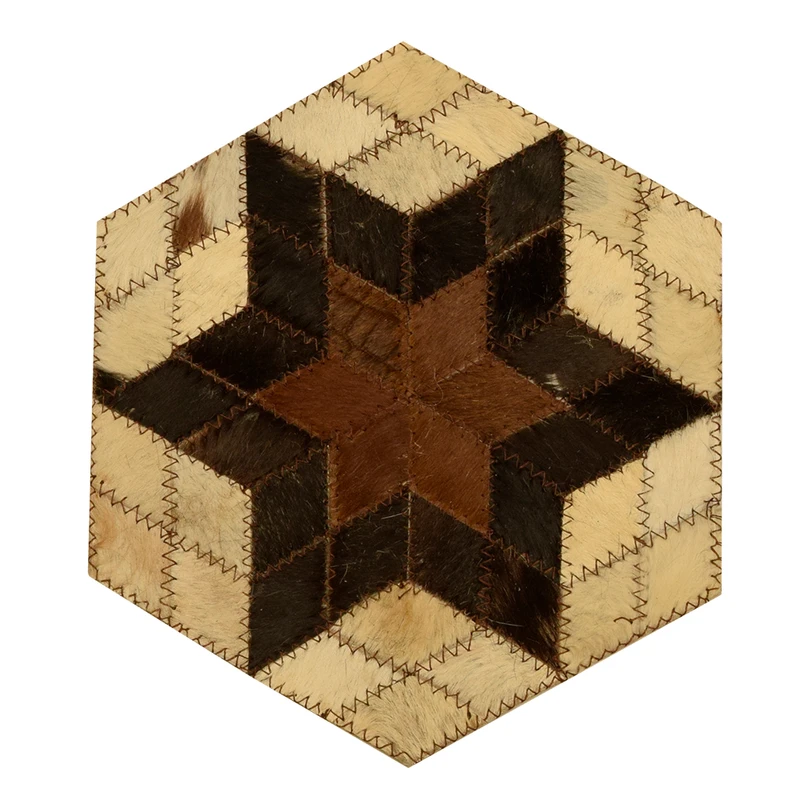 رومیزی کلاژ چرم و پوست مدل شش ضلعی کد 0014