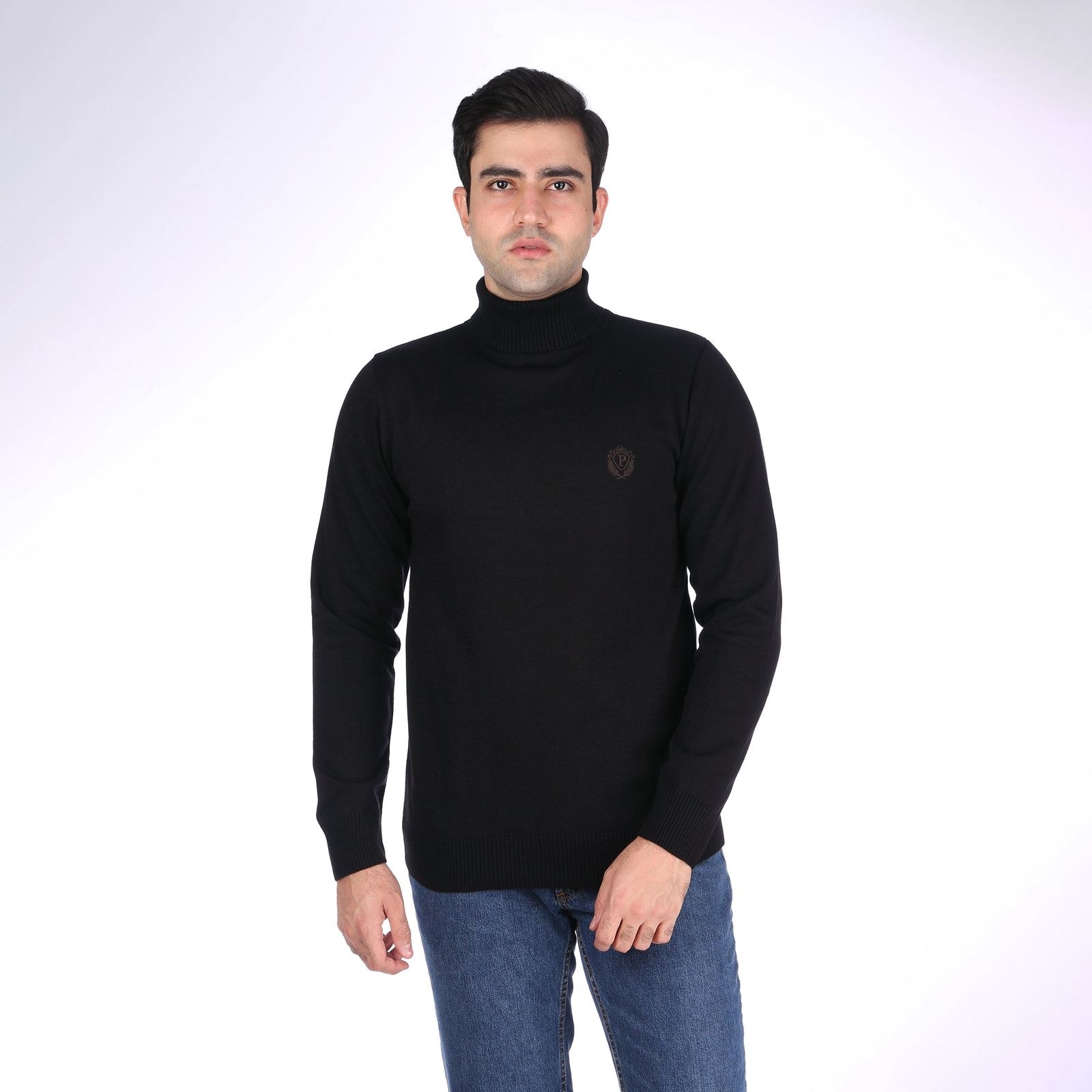 پلیور یقه اسکی مردانه تریکو پاییزان مدل PE700 رنگ مشکی -  - 2