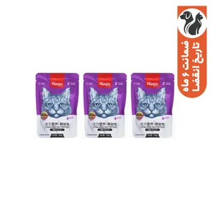 پوچ گربه ونپی مدل مرغ و سبزیجات وزن 240 گرم بسته 3 عددی 