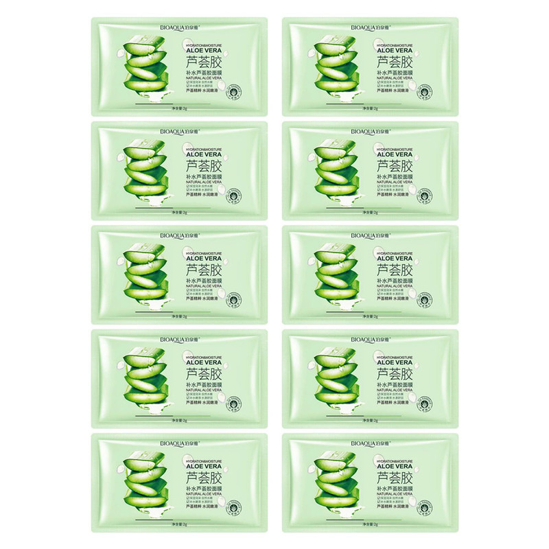ماسک صورت بایو آکوا مدل Aloe Vera وزن 2 گرم بسته 10 عددی