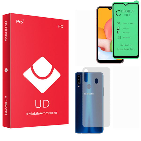 محافظ صفحه نمایش سرامیکی یو دی مدل HQ مناسب برای گوشی موبایل سامسونگ Galaxy A20s به همراه محافظ پشت گوشی