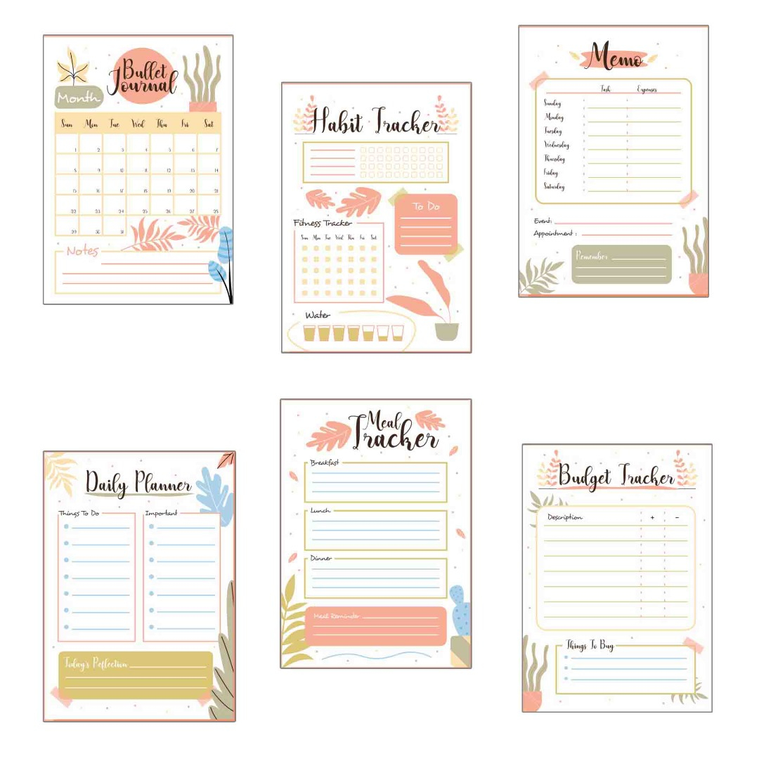 کاغذ یادداشت مدل پلنر طرح کاکتوس مجموعه 6 عددی