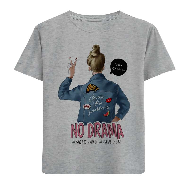 تی شرت آستین کوتاه دخترانه مدل دختر لباس جین F720