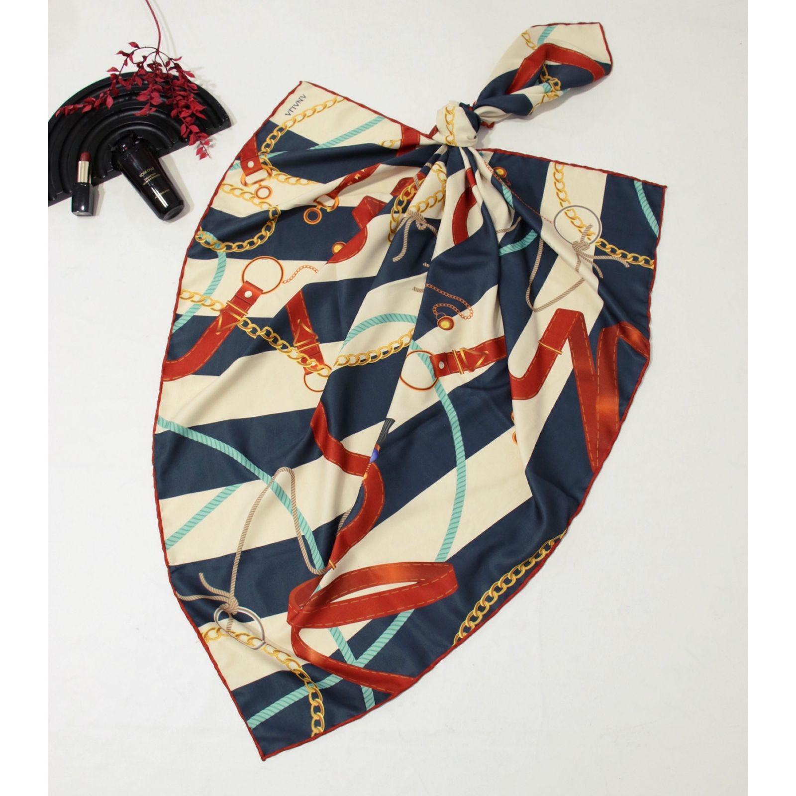 روسری زنانه مدل ابریشم روز مادر طرح زنجیری جدید کد ana-2955 - - 3