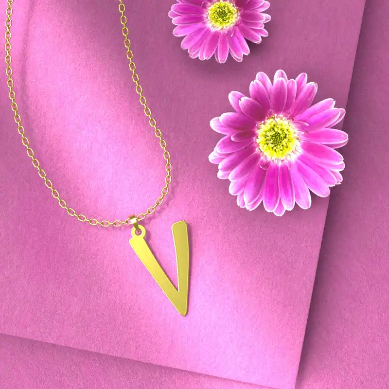 گردنبند طلا 18 عیار زنانه مدوپد مدل حرف V کد H3-1-1160