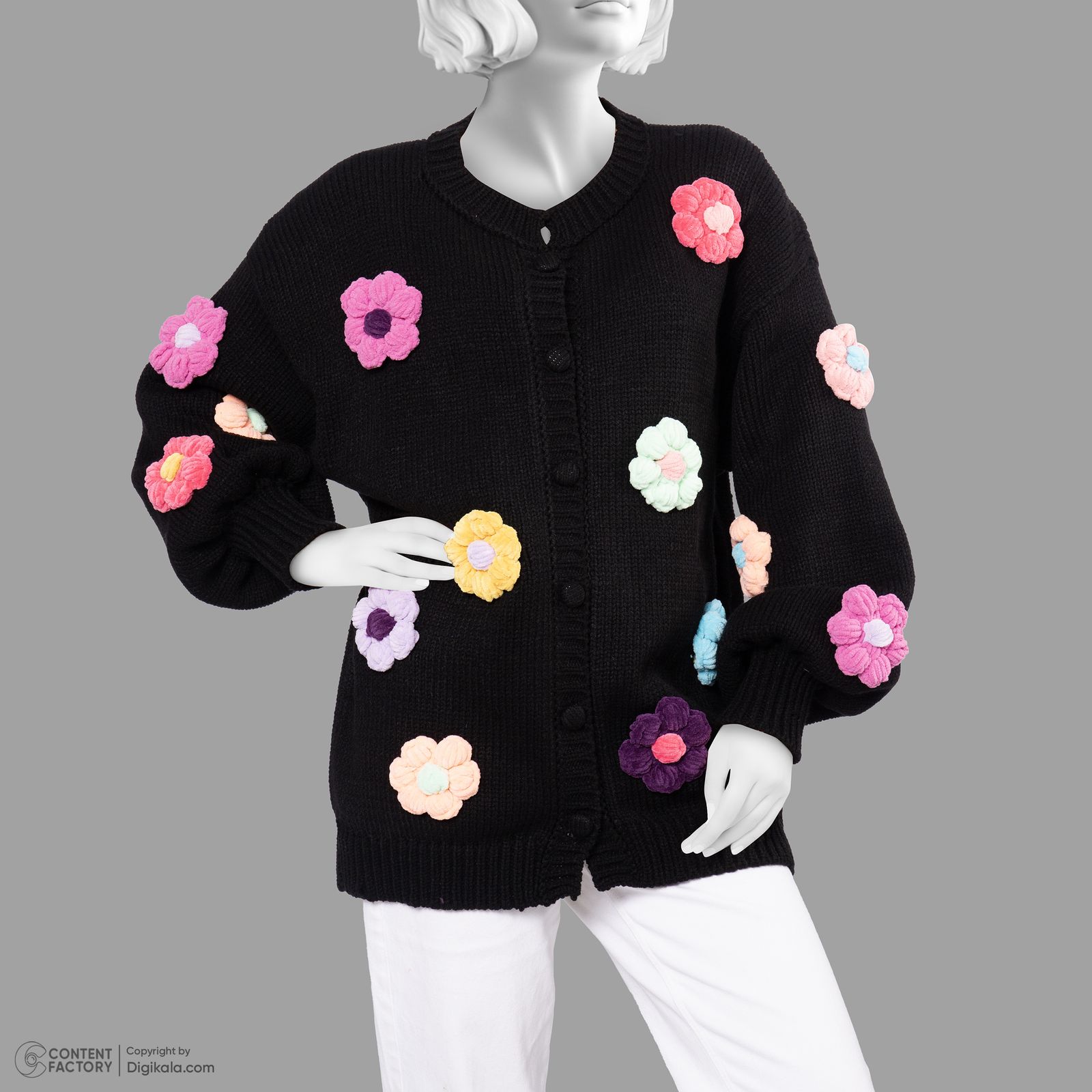 ژاکت زنانه گره استایل مدل گل‌دار -  - 8