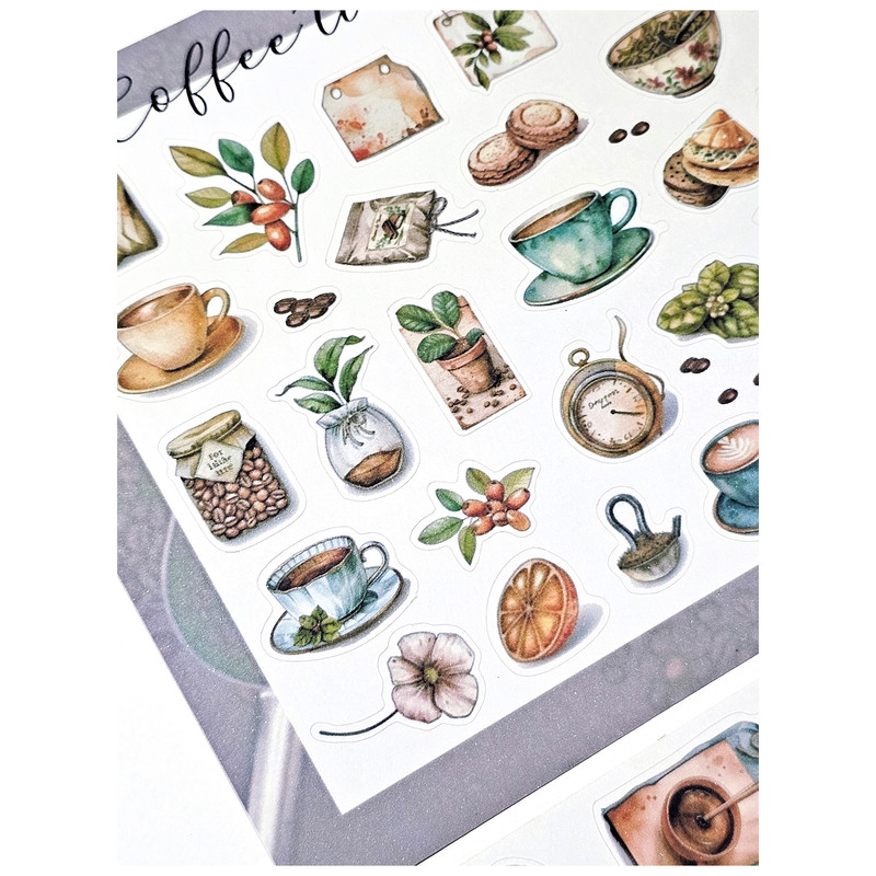 برچسب کاترینکا طرح برش خورده بولت ژورنال و اسکرپ بوک مدل Coffee Time بسته 56 عددی