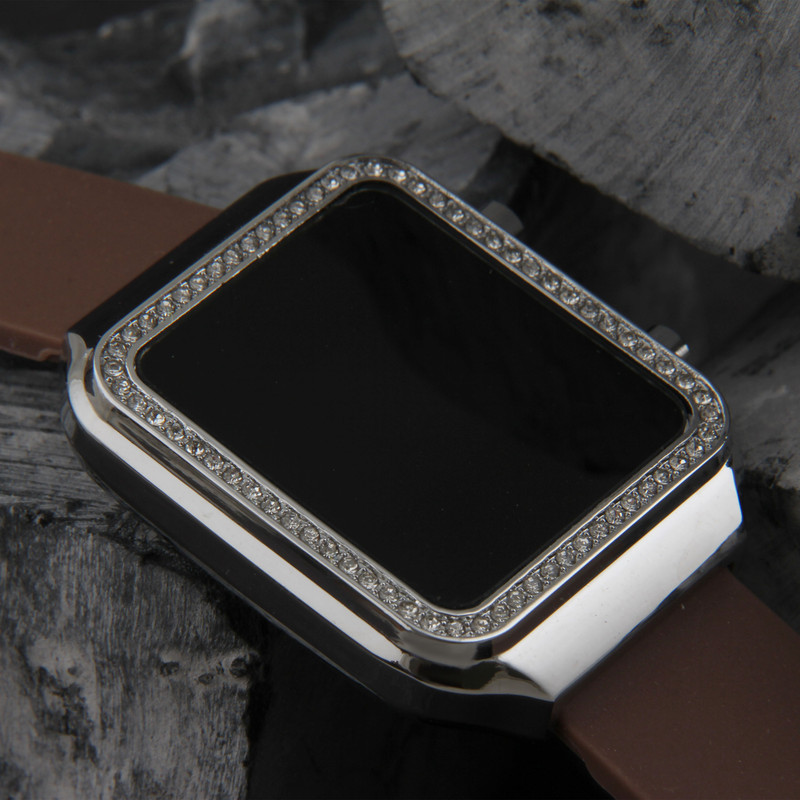 ساعت مچی دیجیتال زنانه مدل  بند سیلیکونی نگین دار کد WHW_287