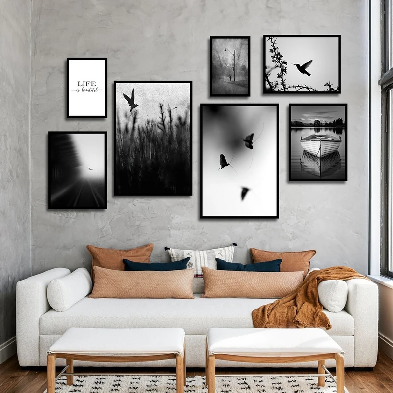 تابلو بکلیت طرح طبیعت و دریا و پروانه مدل B-2374 مجموعه 7 عددی