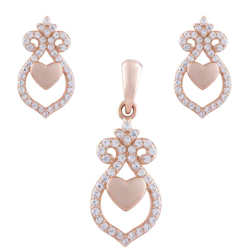 نیم ست نقره زنانه مدل قلبی کد SHS-45